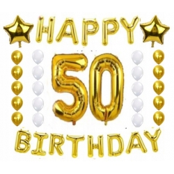 Zestaw balonów urodzinowych 50 -28 elementów.